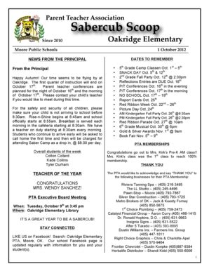 Fillable Online To open the Oakridge PTA Newsletter - Moore Public Schools Fax Email Print ...