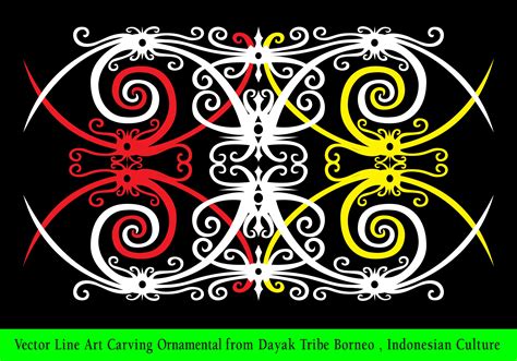 Vector Line Art Carving Ornamental from Dayak Tribe Borneo , Indonesian ...