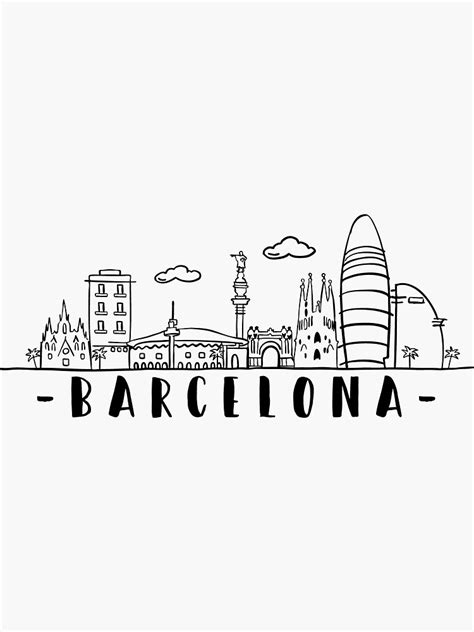 Barcelona Skyline Travel sticker by DuxDesign | Redbubble. Barcelona ...