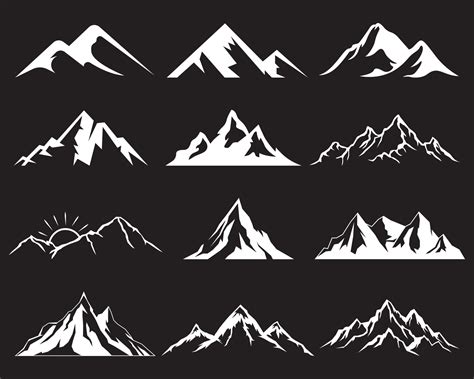 Collection of vector mountain symbols. Black and white mountain logo 18859268 Vector Art at Vecteezy