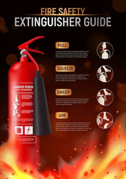 Free Vector | Fire extinguisher vertical poster with big image of fire ...