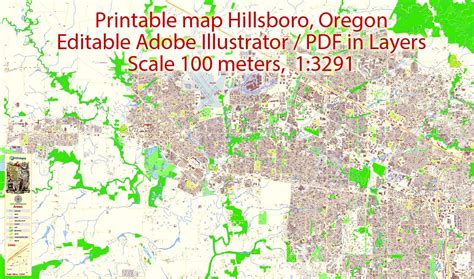 City Map Hillsboro Vector Urban Plan Adobe PDF Editable Street Map ...