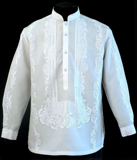 White Raya Barong Tagalog #4005 - Barongs R us | Barong tagalog, Barong, Mens wedding attire