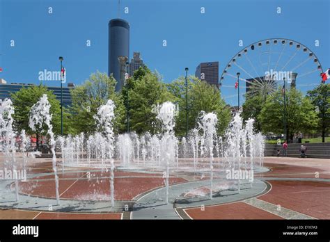 FOUNTAIN CENTENNIAL OLYMPIC PARK DOWNTOWN SKYLINE ATLANTA GEORGIA USA ...