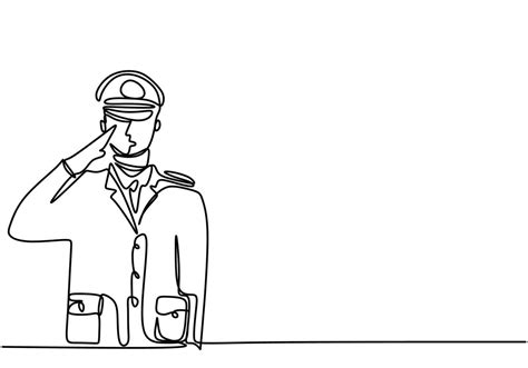 Continuous one single line drawing of a police major. Police officer with uniform. 1946825 ...