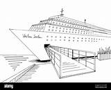 Cruise ship Graphic Black White Landscape sketch Illustration Vector  sketch template