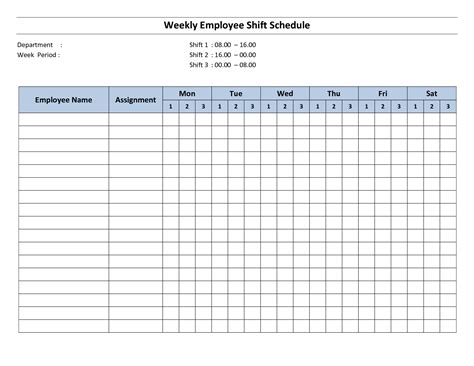 Weekly Employee Shift Schedule - 8 Hour Shift | Cleaning schedule ...