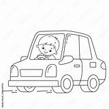 Coloring Page Outline Of Cartoon car With Driver Image Transport Or  sketch template