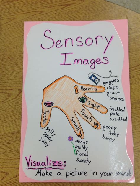 Sensory Images Anchor Chart | Writing anchor charts, 6th grade reading, Sensory images