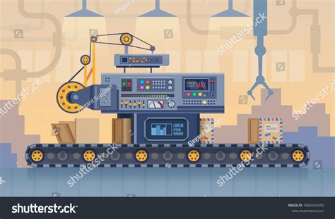 Conveyor Belt Factory Cartoon Vector Illustration Stock Vector (Royalty ...