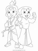 Chotta Bheem And Krishna Coloring Page For Kids  Free Chhota sketch template
