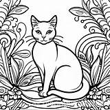 Simple Black And White Cat Coloring Page With Ample Space  AI sketch template
