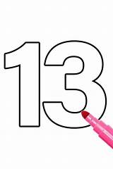 Number 13 Template  Coloring Page sketch template