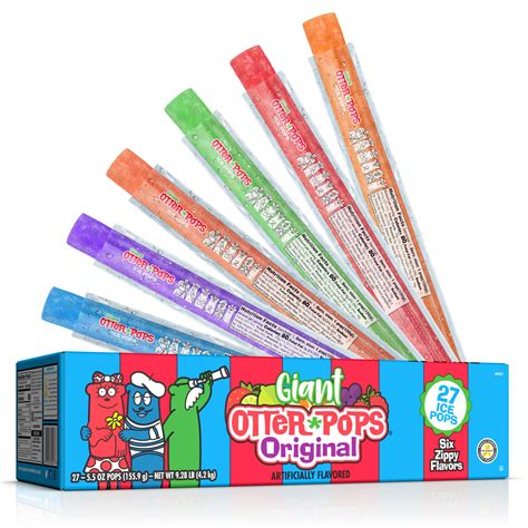 Otter Pops, Giant Original 5.5oz, 27 Ice Pops, Six Zippy Flavors