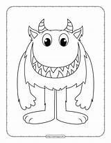 Cute Horned Monster Coloring Page sketch template