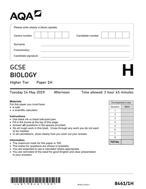 Biology Past Papers