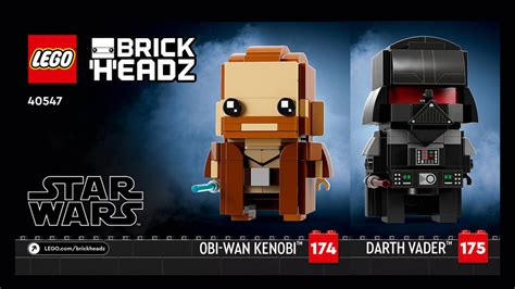 New LEGO Star Wars Darth Vader and Obi-Wan Kenobi BrickHeadz (40547 ...