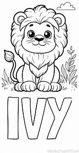 IVY Coloring Page Alongside Cute Baby Lion sketch template