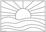 Simple Sunset Image coloring page sketch template