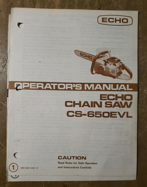 Echo Chainsaw Parts Catalog & Operators Manual CS-650EVL 1J-3183-M3 | eBay