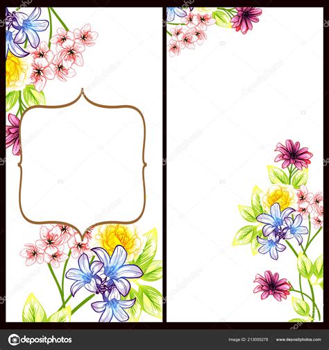 Vintage Style Flower Wedding Cards Set Floral Elements Frames Stock Vector by ©All-about-Flowers ...