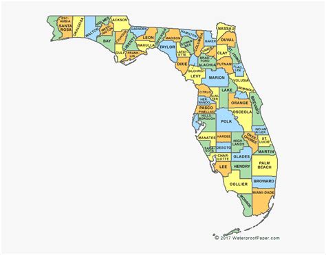 Map Of Counties In Florida Printable