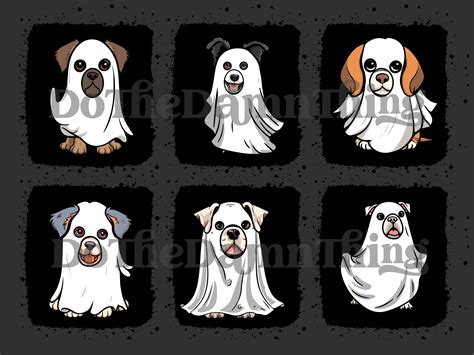 Halloween Cute Ghosts Dogs SVG & PNG Bundle Funny Ghost Dog Clipart ...