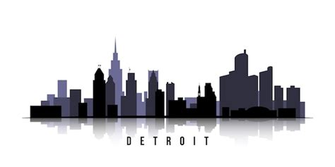 Free Vector | Flat detroit skyline silhouette