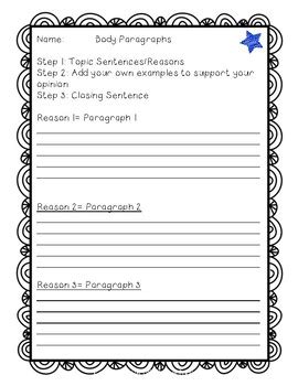 Body Paragraphs for Opinion Writing by For the Love of Elementary