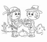 Pilgrim And Indian Children sketch template