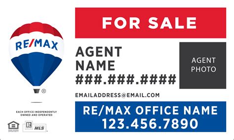 RE/MAX Single Agent Horizontal Sale/Lease Signs with Photo