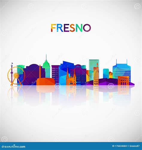 Fresno Skyline Silhouette in Colorful Geometric Style. Stock Vector ...