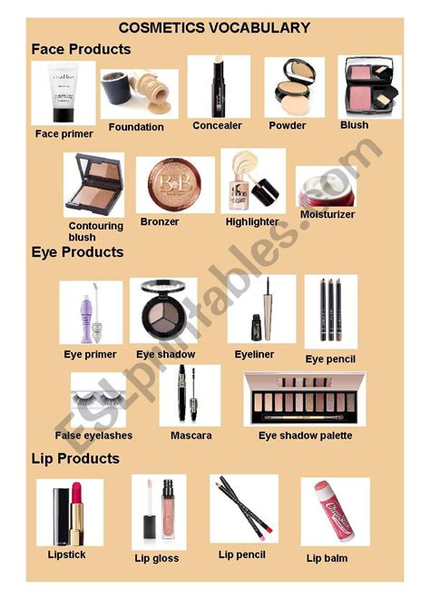 Makeup and cosmetic vocabulary - ESL worksheet by guivinha