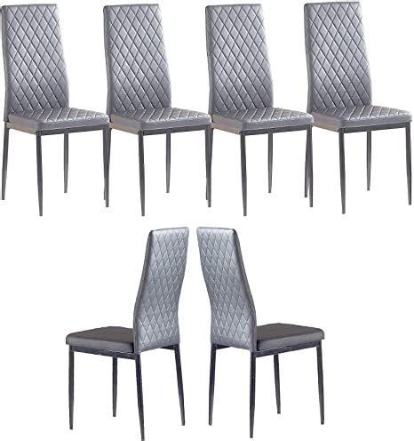 Modern and Simple 6-Piece Leather Dining Chair Set with upholstered ...