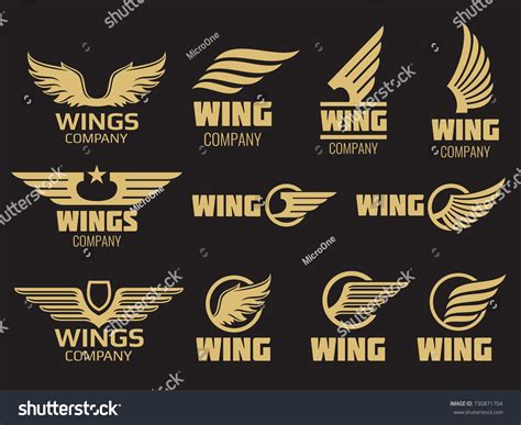 Wings Logo Collection Golden Auto Wings Stock Vector (Royalty Free ...