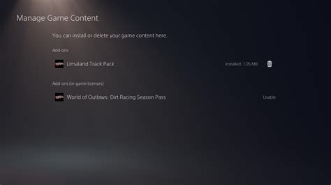 Downloading DLC on PlayStation 5 : World of Outlaws: Dirt Racing