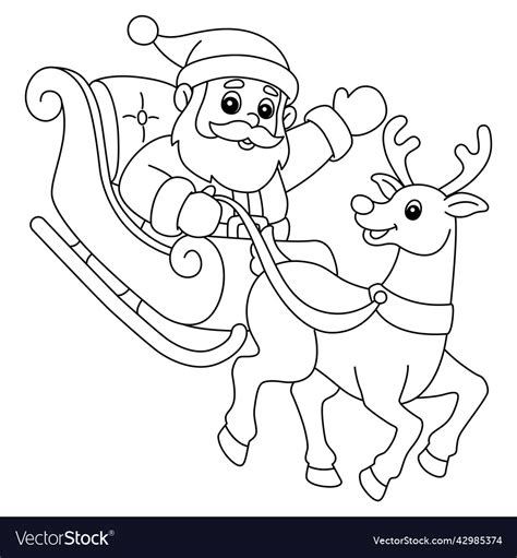 Christmas santa sleigh and reindeer isolated Vector Image