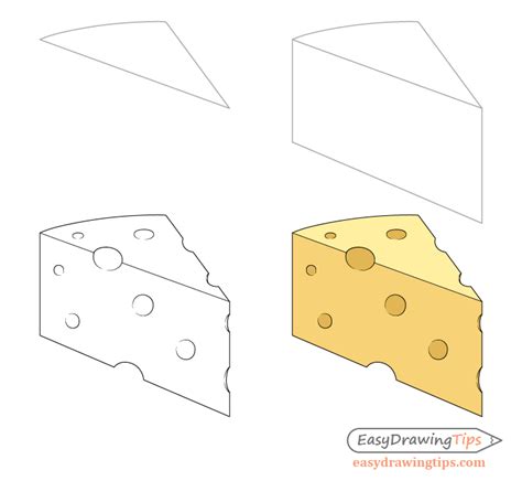 How to Draw Cheese Step by Step - EasyLineDrawing