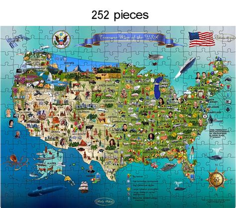 Usa Map Jigsaw Puzzle Educational Game for Children and Adult, Board Game Us Map World Map ...