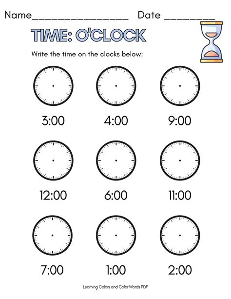 Telling Time Pages Coloring Pages