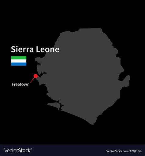 Detailed map of sierra leone and capital city Vector Image