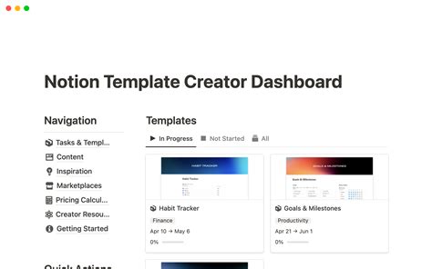 Notion Template Creator Dashboard | Notion Template