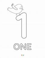 The number one coloring Page With A Bird sketch template