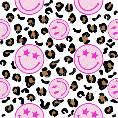 Seamless Leopard Smiley Pattern PNG Retro Smiley PNG - Etsy