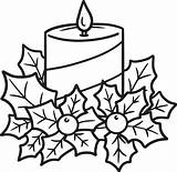 Christmas Candle With Leaves coloring Page  Download Print Or Color sketch template