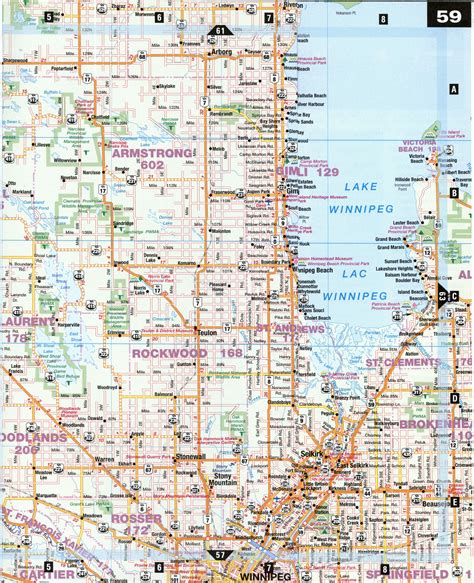 Road map Selkirk and Gimli city surrounding area (Manitoba, Canada) free