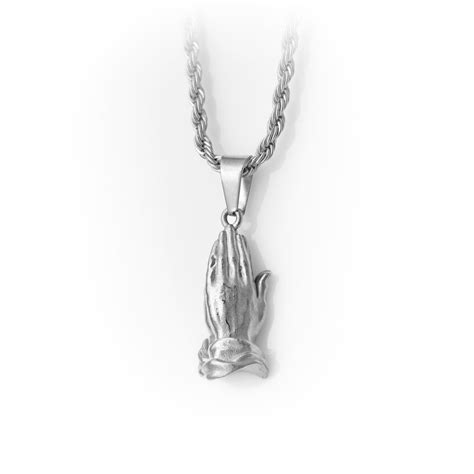 White Gold Praying Hands Necklace – SpicyIce