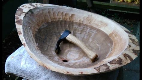 Hollowing a bowl using an adze - YouTube