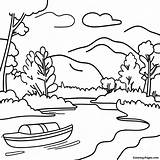 River Landscape Coloring Page  Pagescom sketch template