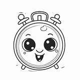 Cute Cartoon Alarm Clock Coloring Page Outline Sketch Drawing Vector  sketch template